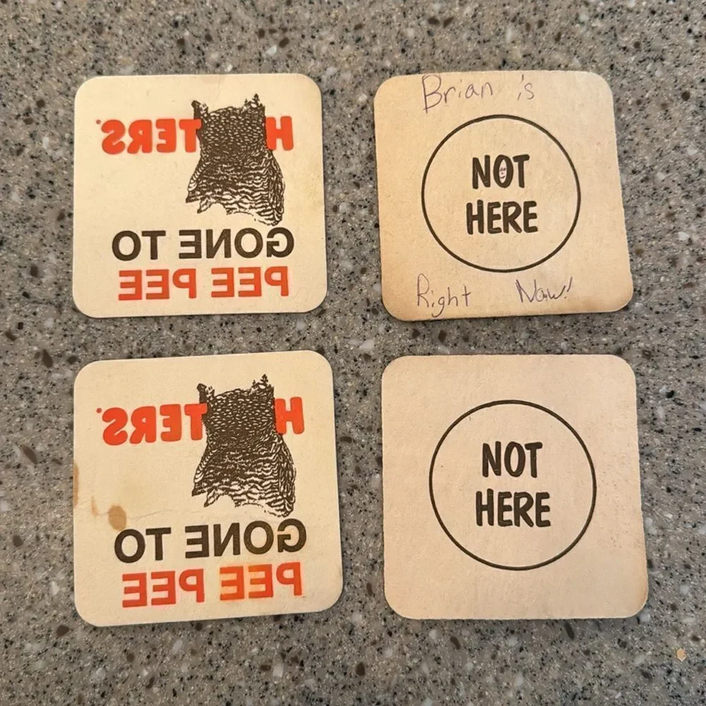 HOOTERS Vintage 90s Cardboard Restaurant Coasters Set of 4